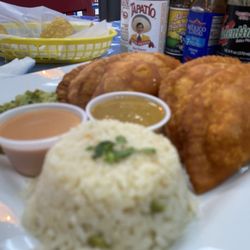 Mariscos “La Corita” Nayarit - Shrimp empanadas. The sauces were wonderful!