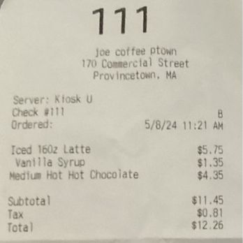 Joe Coffee & Cafe - A bit pricey for about average drinks tbh - Coffee & Tea Near Me - Provincetown, Massachusetts