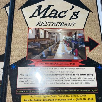 Mac's Restaurant - Menu - Diners Near Me - Park Ridge, Illinois