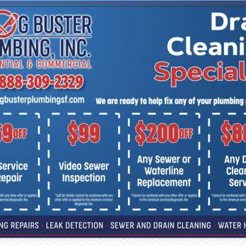 Clog Buster Plumbing - Drain Cleaning Special - Plumbing Near Me Clog Buster Plumbing - Drain Cleaning Special - Plumbing Near Me