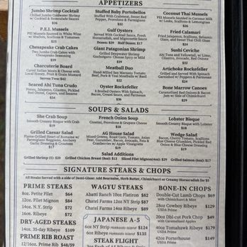 AG Steak House - Dinner Menu - Steakhouses Near Me - Acworth, Georgia