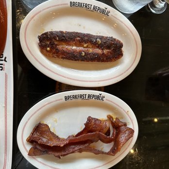 Breakfast Republic - Bacon Cheddar Jalapeño Sausage and Jurassic Pork - Breakfast & Brunch Near Me - Culver City, California Breakfast Republic - Bacon Cheddar Jalapeño Sausage and Jurassic Pork - Breakfast & Brunch Near Me - Culver City, California