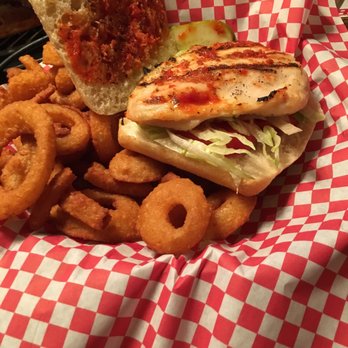 Aurelio's Pizza - Grilled chicken sandwich, with me putting marinara on it - Pizza Near Me - Frankfort, Illinois