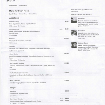 Chart Room - Outdated menu prices - Seafood Near Me - Cataumet, Massachusetts