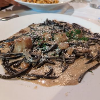 Gourmet Italia - $44 Squid Ink Pasta with overcooked scallops - Italian Near Me - Temecula, California