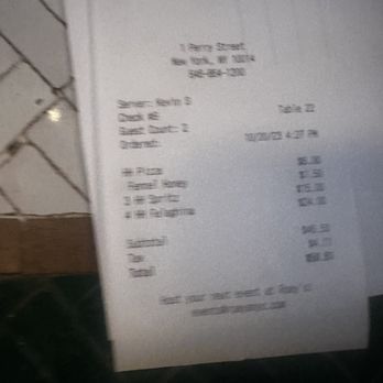 Roey's - Receipt - Pizza Near Me - New York, New York Roey's - Receipt - Pizza Near Me - New York, New York