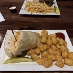 Smash burger and buffalo chicken wrap Smash burger and buffalo chicken wrap
