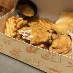 Hatch Chicken Co. - Chicken- waffle fries- biscuits- sauce