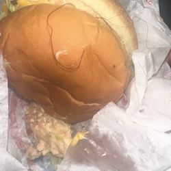 Wendy's - I just order a combo off doordash with a jr bacon cheese burger and it's hair rapped around my whole burger