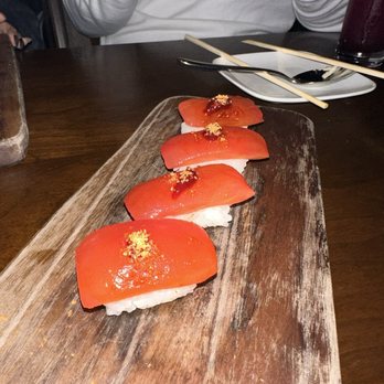 Uchiko Austin - Tomato nigiri, surprisingly super yum! - Sushi Bars Near Me - Austin, Texas Uchiko Austin - Tomato nigiri, surprisingly super yum! - Sushi Bars Near Me - Austin, Texas