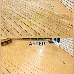 Top Shelf Property Services - Palatine wood deck soft wash to remove algae, moss, and dirt