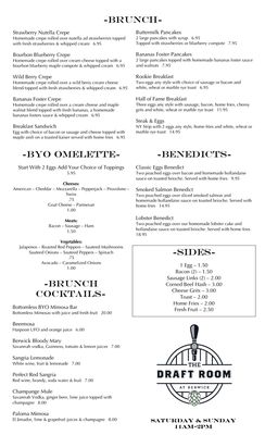 Menu photo 4 The Draft Room At Berwick Savannah, GA