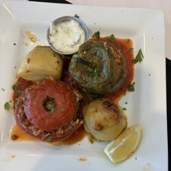 Stephens Grill - The stuffed tomato and peppers - Greek Near Me - Camarillo, California Stephens Grill - The stuffed tomato and peppers - Greek Near Me - Camarillo, California