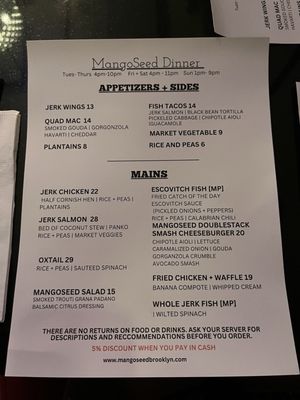 Menu photo 3 MangoSeed Restaurant Brooklyn, NY