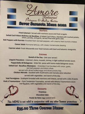 Menu photo 5 Amore Restaurant Sarasota, FL Menu photo 5 Amore Restaurant Sarasota, FL