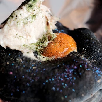 Black Axe Mangal - squid ink flatbread with smoked mackarel - Turkish Near Me - London, XGL