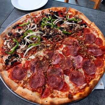 Colosseum New York Pizza - 2/19/2025. Large pizza pie - half "combo" and "all meat" ($38): generous toppings, 4/5 stars - Pizza Near Me - Milpitas, California Colosseum New York Pizza - 2/19/2025. Large pizza pie - half "combo" and "all meat" ($38): generous toppings, 4/5 stars - Pizza Near Me - Milpitas, California