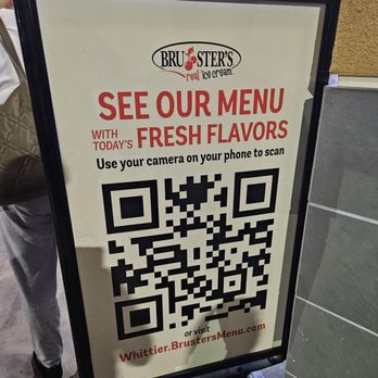 Bruster's Real Ice Cream - Have a friend scan this from their phone - Desserts Near Me - Whittier, California Bruster's Real Ice Cream - Have a friend scan this from their phone - Desserts Near Me - Whittier, California