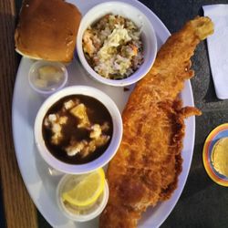 Rte 19 Tavern - Ash Wednesday special: Beer battered fish fry with coleslaw, mashed potatoes with gravy.