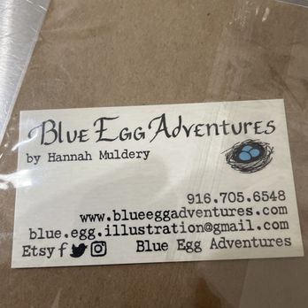 The Caring Kitchen - Blue Egg Adventures Business Card, by Hannah Muldery. - Desserts Near Me - Rancho Cordova, California