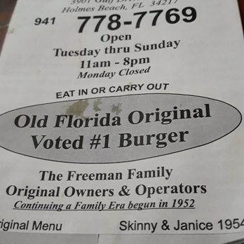 Skinny's Place - Burgers Near Me - Holmes Beach, Florida