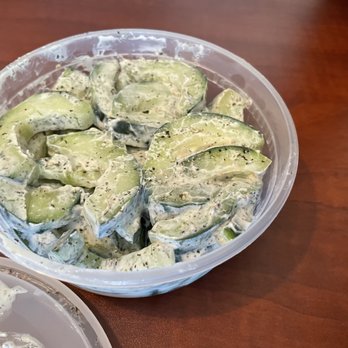 Pel Meni Dumpling Tzar - Creamy Cucumber Chopped cucumbers tossed in a sour cream dill dressing Caraway - Russian Near Me - Seattle, Washington Pel Meni Dumpling Tzar - Creamy Cucumber Chopped cucumbers tossed in a sour cream dill dressing Caraway - Russian Near Me - Seattle, Washington