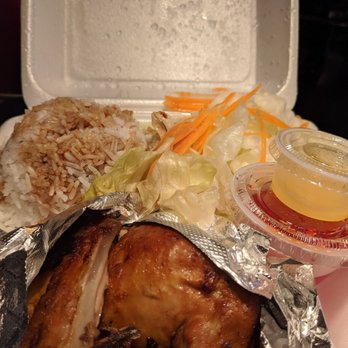 Thai Star BBQ - BBQ chicken lunch special with egg roll (eaten already), rice or fried rice and salad. - Thai Near Me - Corona, California