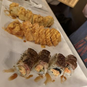 Wasabi Evansville - Texas roll, pink lady roll, crab Rangoon roll. - Sushi Bars Near Me - Evansville, Indiana