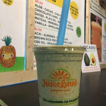 JuiceLand - Wundershowzen - almond milk, banana, spinach, pecans, hemp protein, and peanut butter - Juice Bars & Smoothies Near Me - Austin, Texas JuiceLand - Wundershowzen - almond milk, banana, spinach, pecans, hemp protein, and peanut butter - Juice Bars & Smoothies Near Me - Austin, Texas