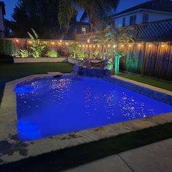 Aquos Pools - Night shot of our new Aquos pool.