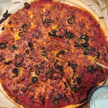 Blaze Pizza - Very burnt pizza. Was supposed to be cheese and olives. - Salad Near Me - Gold River, California