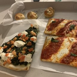 Spinach, Garlic Knots, Grandma Pizza