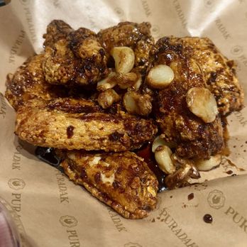 Puradak - Black aglio chicken with garlic was yummy - Chicken Wings Near Me - Buena Park, California