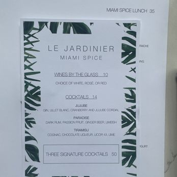 Le Jardinier - Miami spice drink menu - French Near Me - Miami, Florida Le Jardinier - Miami spice drink menu - French Near Me - Miami, Florida