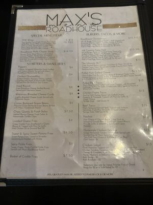 Menu photo 1 Max's Roadhouse Spring Branch, TX