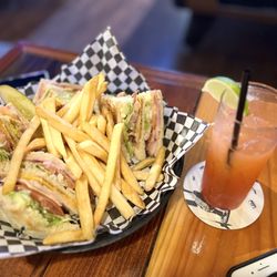 Stoney's Bar & Grill - Super Club Sandwich and Tequila Sunrise