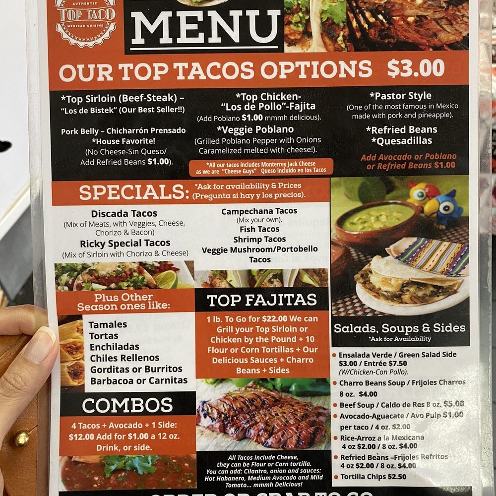 Top Taco - Menu - Food Trucks Near Me - Austin, Texas