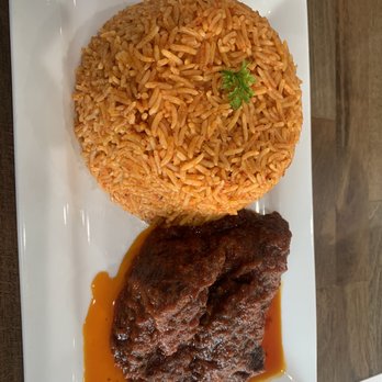 Fusion Vibes Kitchen + Lounge - Jollof Rice and Stewed Beef. - African Near Me - Richardson, Texas Fusion Vibes Kitchen + Lounge - Jollof Rice and Stewed Beef. - African Near Me - Richardson, Texas