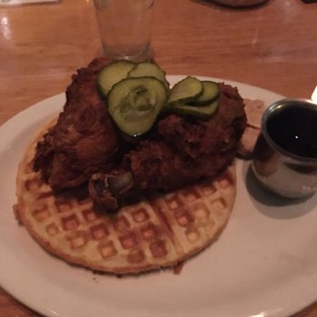 Graze - Chicken and Pickles. Their version of chicken and waffles. Not a fan it was hard and bland. - New American Near Me - Madison, Wisconsin
