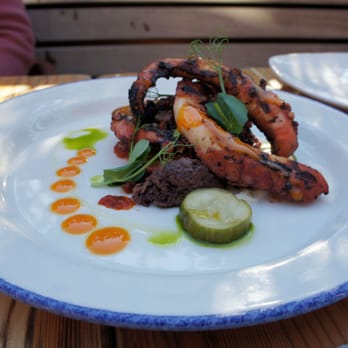 Gusto 101 - Polipo ($14.50) - Grilled octopus, chimichurri, olive tapenade, piquillo puree, arugula and fried capers - Italian Near Me - Toronto, Ontario Gusto 101 - Polipo ($14.50) - Grilled octopus, chimichurri, olive tapenade, piquillo puree, arugula and fried capers - Italian Near Me - Toronto, Ontario