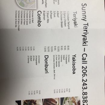 Sunny Teriyaki - Menu - Japanese Near Me - Tukwila, Washington Sunny Teriyaki - Menu - Japanese Near Me - Tukwila, Washington