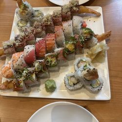 The Jedi, shrimp tempura, rainbow, and Cajun volcano