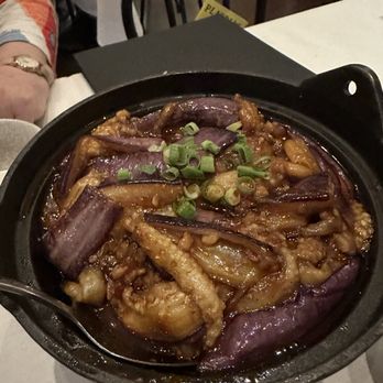 JiangNan - Boston - Sautéed Eggplant in Spicy Garlic Sauce - contains minced meat. - Chinese Near Me - Boston, Massachusetts JiangNan - Boston - Sautéed Eggplant in Spicy Garlic Sauce - contains minced meat. - Chinese Near Me - Boston, Massachusetts