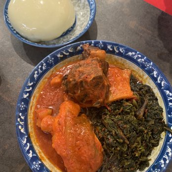 African Pride - Iyan, efo riro and mixed meat/ pounded yam, green vegetables seasoned with pepper and spices, mixed meat. - African Near Me - Brooklyn, New York
