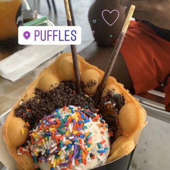 Puffles - original waffle, cookies n cream, rainbow sprinkles, oreos, and chocolate pocky - Desserts Near Me - Hollywood, Florida