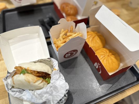 Photo of Bun Bun Bao - Cerritos, CA, US. Chicken Bun Bun Bao Combo, Pizza Bao 2pcs