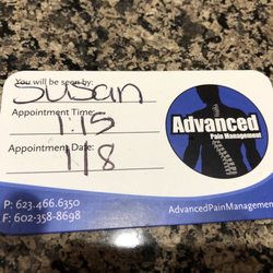 Advanced Pain Management - Appointment Card
