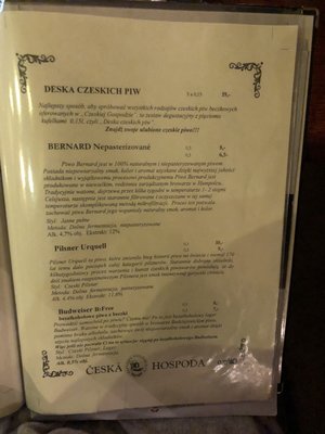 Menu photo 2 Česká hospoda Rzeszów, PK Menu photo 2 Česká hospoda Rzeszów, PK