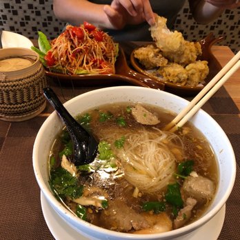 Chada Thai Restaurant - Beef Pho, Papaya Salad (Lao style-extremely spicy) with Sticky Rice & tempura Chicken Wings. So good, I just can't get over it! - Thai Near Me - Mt Juliet, Tennessee Chada Thai Restaurant - Beef Pho, Papaya Salad (Lao style-extremely spicy) with Sticky Rice & tempura Chicken Wings. So good, I just can't get over it! - Thai Near Me - Mt Juliet, Tennessee