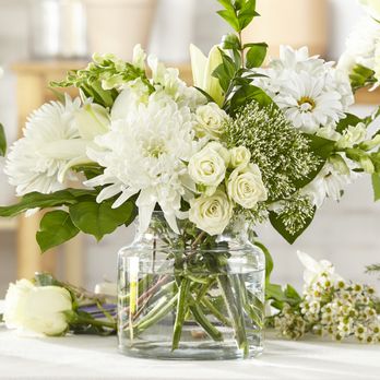 Sharar's Florist - Classic Ivory - A Florist Original! Send a gorgeous white flower bouquet - a fresh, pure white flower vase arrangement... - Florists Near Me - La Habra, California Sharar's Florist - Classic Ivory - A Florist Original! Send a gorgeous white flower bouquet - a fresh, pure white flower vase arrangement... - Florists Near Me - La Habra, California